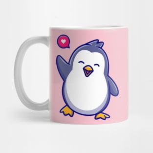 Cute Penguin Waving Hand Cartoon Mug